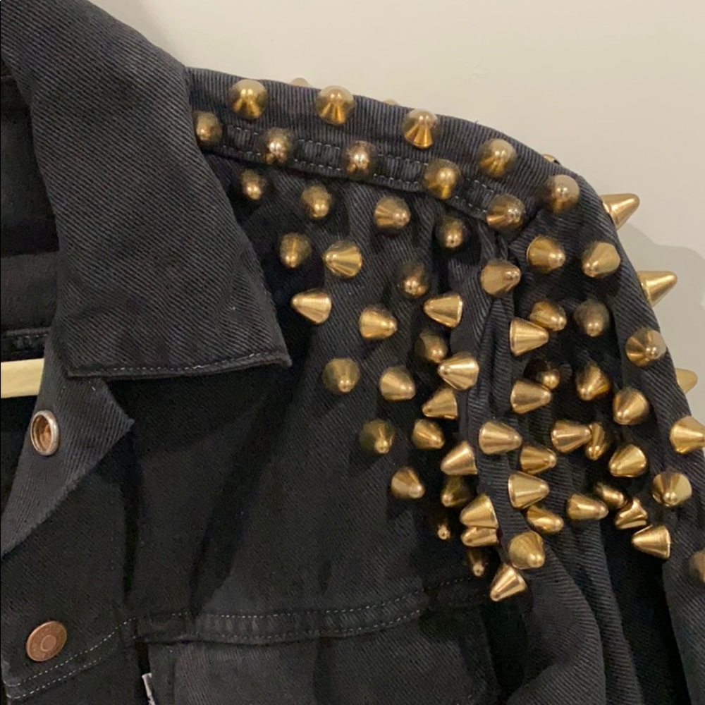Levis Black Jean Jacket with Gold Studded Shoulder